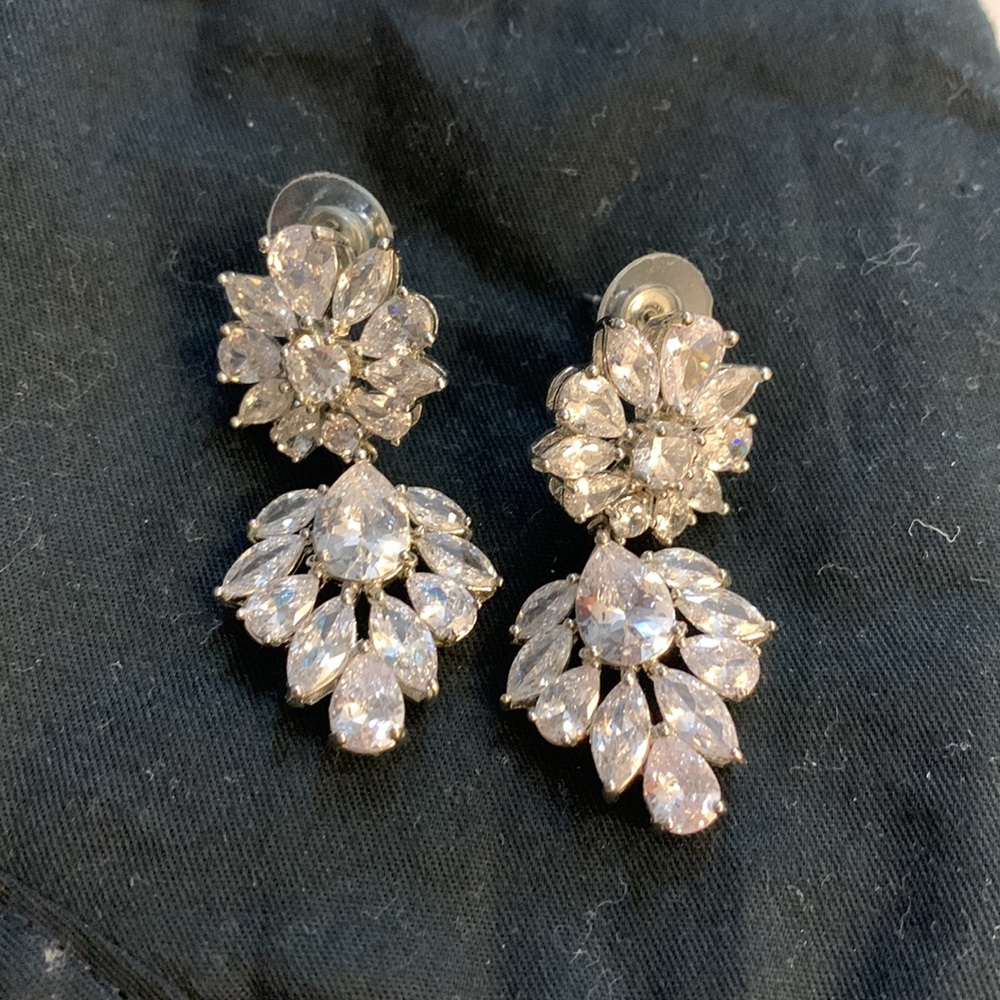 Cubic Zirconium Dangly Earrings -Worn Once for an event
